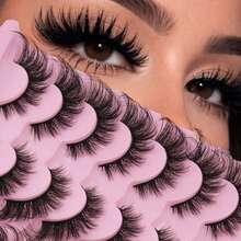 14 Pairs Fluffy Lightweight Strip False Eyelashes, Soft Flexible Black Eyelash Band, Soft Lightweight Synthetic Fiber, Reusable 3D Voluminous Eyelashes, Bold Natural Makeup Effect, Suitable For Daily Makeup, Date, Birthday Party, Nightclub And Studio Photography - Black - View 7