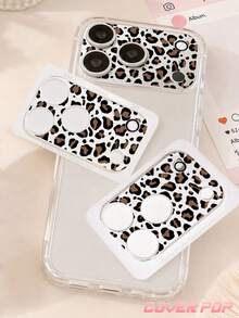 1 buah Pelindung Lensa Kaca Tempered Motif Leopard Cokelat, Kompatibel dengan Apple 17 Pro/17 Pro Max, Perlindungan Kamera Belakang Menyeluruh, Tahan Gores dan Tahan Aus, Pemasangan Mudah - Clear - View 4