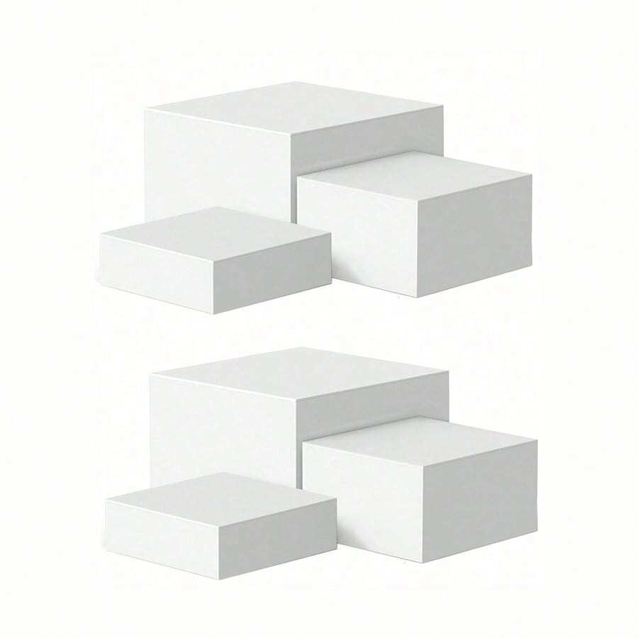 6 Pcs Hollow Bottom, White Acrylic Display Stands Boxes, Table Riser Cube Set For Jewelry Figures Show Party Christmas - 6 Pieces - View 1