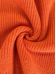 Women's Round Neck Orange Ribbed Long Sleeve Cropped Knit Top, Casual Street Style, Suitable For Autumn/Winter, Holiday Dates And Commuting, Versatile - Burnt Orange - View 8