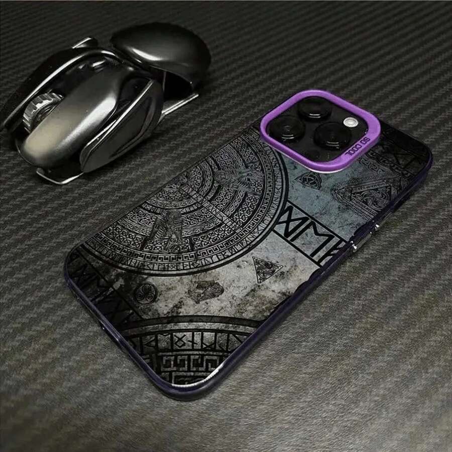 Nordic Rune Pattern Phone Case Suitable For IPhone 17 16 15 14 13 12 11 Pro/Max/Plus Anti Drop And Shockproof Back Cover - 015CH-AZS - 查看 1