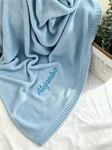 客製化刺繡針織毯，嬰兒車蓋毯，包巾，午睡毯，沙發披毯，個性化刺繡標誌，可機洗，可手洗（姓名/首字母/文字/日期/祝福），柔軟舒適，適合四季，居家、床鋪、旅行，情人節禮物，床罩，沙發毯，現代刺繡設計/午睡毯，便攜|時尚|柔軟觸感，週年紀念 - 彩色 - 查看 16