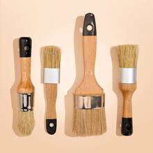 Chalk Wax Paint Brush, 4 Piece Wax Paint Brush, Chalk Paint Brushes For Furniture, Acrylic Paint,Milk Paint,Home Decor, Natural Bristle Round Oval Chalk Paint Brush For All Painting And Waxing - 4-piece Set - View 9