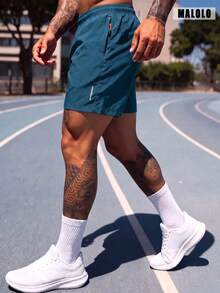 男士運動短褲，適合運動、健身、跑步、健身房穿著，寬鬆版型夏季款 - 湖藍色 - 查看 4