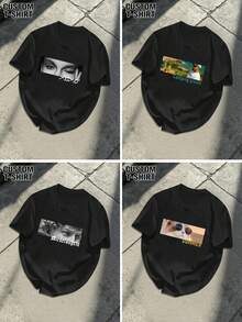 Kaos Polos Unisex Kustom, Unggah Foto & Teks, Hadiah Ulang Tahun & Ulang Tahun Pernikahan yang Dipersonalisasi, Warna Hitam Olahraga - Hitam - View 2