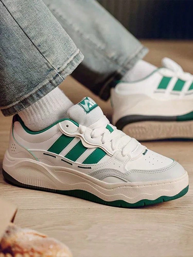 adidas LITE SHUFFLE 織物合成皮革 舒適百搭 板鞋 男女同款 白綠色 - 白綠色 - 查看 1