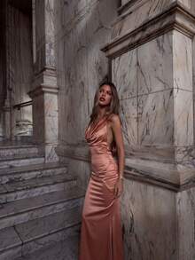 Romantic Party/Date/Wedding/Formal Evening Gown, Backless Sleeveless Dress For Wedding Guest, Prom, Graduation Fall - Rose Gold - View 4
