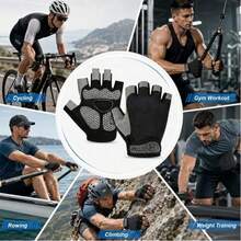 Breathable Half Finger Sports Gloves, Non Slip Shock-Absorbing Palm Pads, Adjustable Wrist Strap Gloves For Cycling Gym Workout Climbing Outdoor - Multicolor - View 6