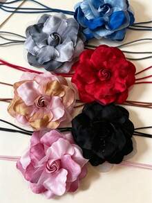 1Pc Boho Chiffon Floral Knotted Waist Sash, Versatile Wax Rope Tassel Tie Belt, Adjustable Summer Beach Wedding Dress Decor For Women - Floral Waist Tie - View 10
