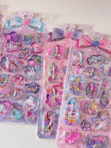 Kawaii 3D Liquid Shaker Stickers Cute Cartoon Animal Heart Sequins Filled Shake Stickers Waterproof PVC Decals For Journal Scrapbooking Planner Phone Case DIY Craft Stationery Gift - Color - View 3