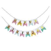 Pastel Happy Birthday Banner, Girls Toddler Birthday Party Decorations, Cute Groovy Birthday Decor Rainbow For Girls Women - Pink - View 1