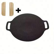 Korean BBQ Grill Pan, Non-Stick Round Griddle With Handles, Lightweight Double-Bottom Round Grill Pan For Stove Top, Induction, Gas, Camping And Outdoor BBQ, Multi-Functional Pan For Meat, Pancakes And Ribs - Multicolor - View 6