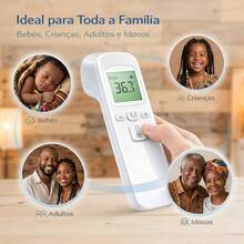 Termômetro Digital Sem Contato Infravermelho Visor LCD com Luz de Fundo Tricolor - Branco - Visão 3