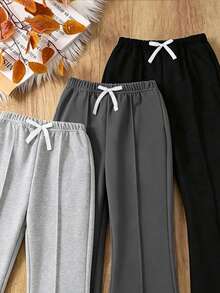 3 Sets Girls Autumn Casual Minimalist Elastic Waist Flare Leggings Sports Pants - Multicolor - View 3
