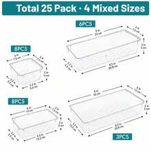 8/25PCS Acrylic Drawer Organizer Trays For Makeup Vanity Desk, Clear Storage Dividers For Brushes Lipsticks Skincare Bottles Serums, Modular Fits Bathroom Cabinets Dresser, See-Through Beauty Declutter Set - Clear - View 9