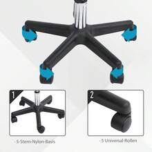 Taburete Rodante, Taburete de Trabajo, Taburete Cosmético, Taburete Giratorio, Taburete Profesional para Salón en Sitio - Negro + Cuero regenerado - Ver 4