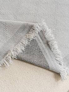 ALPLUME 1pc Ultra Soft Chenille Solid Color Diamond Lattice Sofa Blanket - Suitable For All Seasons, Easy To Clean And Non-Shrink, Perfect Gift For Friends And Family, Full Coverage Sofa Cover With Tassel Detail - Machine Washable, Anti-Scratch, Fits 1-4 Seater Sofas, Sofa Throw - Light Grey - View 10