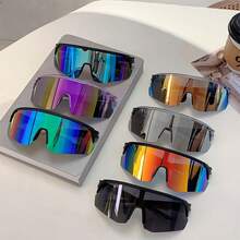 Fashionable New Model One-Piece Colorful Coated Large-Frame Integrated Glasses For Outdoor Sports, Cycling, And Mountaineering - Translucent Purple Frame With Purple Mercury Film - View 6