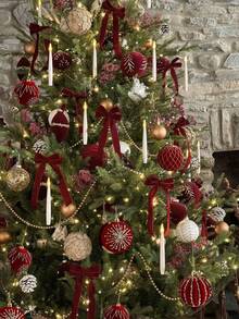 3.15 Inch Flocked Christmas Ball Ornament, Burgundy Glitter Flocked Christmas Tree Hanging Pendant, Rhinestone Flocked Painted Christmas Ball, Suitable For Winter Christmas Tree, Holiday Party, Home Wreath, Wedding Home Decor, New Year, Creating Festive Atmosphere - Red - View 9