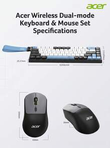 Acer OKR264 Keyboard And Mouse Combo: 2.4G/Bluetooth Dual-Mode Silent Office Set, Contrast Color Design With Ergonomic Mouse, Compatible With Multiple Systems - View 10