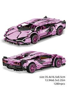 1200+ Set Blok Bangunan MOC Balap Mobil Klasik Pink/Hitam/Supercar, Model Mainan Mobil DIY, Set Perakitan Mobil Balap, Tema City Tech Speed Champion, Dekorasi Koleksi, Cocok Untuk Dewasa, Remaja, Seri City Tech Champion, Sempurna Sebagai Hadiah Ulang Tahun, Halloween, Natal - MultiWarna - View 8