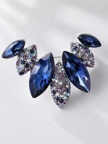 1pc Luxury Blue Purple Crystal Rhinestone Anti-Exposure Brooch, Women's Shirt Collar Fastener, Dress Suit Cardigan Decorative Pin, Suitable For Commuting, Banquet, Wedding And Daily Wear - Multicolor - View 5