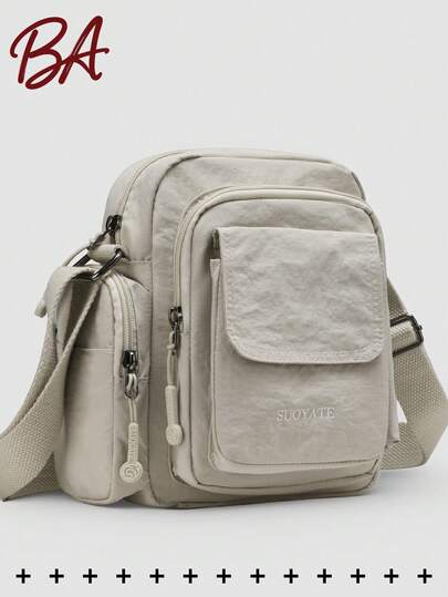 Solid Color Casual Nylon Women's Crossbody Bag; Commuter Multi-Layer Tote Bag; Multi-Functional Convenient Shoulder Bag, Suitable For Teenage Girls, Women, College Students, Workplace Newcomers And White-Collar Professionals, Office, University, Work, Business, Commute, Shopping, Dating, Outdoor Activities, Travel, Hiking, Women's Gift