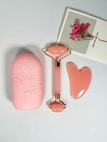 3PCS Facial Massage Beauty Tool Set With Ice Roller & Roller - Multicolor - View 7