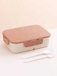 1pc Customizable Flip Top Bento Box, Artistic Text Customization, Large Area Customization, Portable, Waterproof, Leak-Proof, Suitable For Outdoor, Travel, School, Office, Includes Sauce Box And Utensils, DIY Personalized Lunch Box - Multicolor - View 11