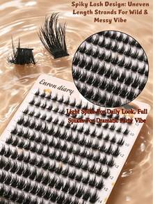 208 Stücke 3D Stachelige geschichtete Katzenaugen-künstliche Wimpern, 10-18mm gemischte Länge, wilde unordentliche segmentierte Cluster, super weich & leicht, wiederverwendbare Einzelcluster-Wimpern, geeignet für Anfänger, natürliches & auffälliges Make-up, passt zu allen Augenformen - D - Übersicht 4