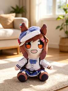 Joli jouet en peluche Nature, lapin assis avec oreilles de fille et chapeau incliné, peluches décoratives, cadeaux créatifs pour enfants, fête d'anniversaire, décoration de la chambre des filles, jeu, collectionneur - Prune - Voir 6