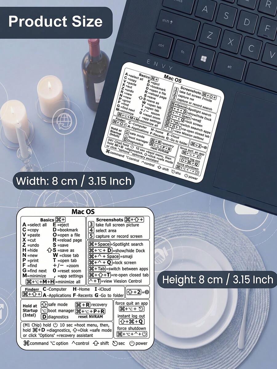 2入 OS 系統與 Windows 筆電鍵盤快捷鍵貼紙,Word/Excel 快捷鍵貼紙,含功能快捷圖示,返校用品 - 多色 - 查看 1