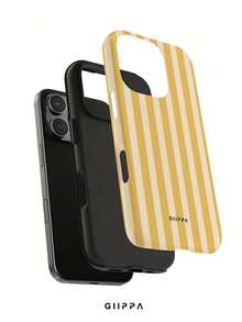 GIIPPA 1pc Warm Yellow Vertical Stripe Pattern Design, Phone 17 Pro Max Phone Case, Compatible With Phone 16 Pro Max, 15 Pro Max, 14 Pro Max, Korean High-End Fashion Fun Phone Case, Compatible With 11/12/13/14/15/16 Pro Max Plus, Elegant Design Suitable For Men And Women, Perfect Gift For Girlfriend On Christmas, Valentine's Day, Easter, Wedding Season And Birthday! - Yellow - View 2