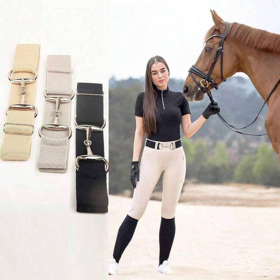 1pc Unisex Leather Belt With Horseshoe Buckle, Suitable For Equestrian Sports, Daily Wear And Fashion Styling - Multicolor - View 1