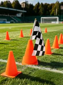 16/5/1pc - Top Hole Traffic Cone, Traffic Cone With Black And White Checkered Flag, Desktop Centerpiece Decoration Party Backdrop, Suitable For Racing Theme Birthday Party Supplies - Black and White Flag Cone - View 1