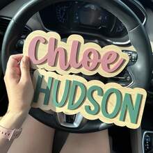 1pc Customizable Large Wooden Name Sign, Personalized Name Customization, Suitable For Room Decor, Wall Name Art Decoration, Ideal For Birthday, Holiday And Other Occasions - Multicolor - View 5
