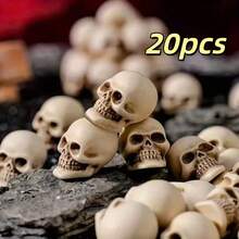 20pcs Mini Plastic Skull Heads - Mini Skull Sculptures - Halloween Miniature Figure Skull Head Decorations, Suitable For DIY Crafts, Home Prank Props, Holiday Gift Statues, Applicable For Halloween, Day Of The Dead And Easter Decorations - A - View 11