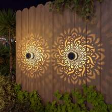 2pcs Solar Fence Lights,  Durable Metal Solar Powered Outdoor LED Lights With Mandala Cut-Out Theme, Waterproof Weather-Resistant Decorative Atmosphere Night Lights For Garden Patio Deck Step Wall Driveway Yard Fence Decoration9(IP44) - 曼陀羅 - 查看 2