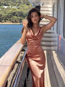 Romantic Party/Date/Wedding/Formal Evening Gown, Backless Sleeveless Dress For Wedding Guest, Prom, Graduation Fall - Rose Gold - View 5