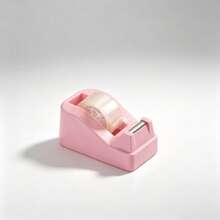 1 Set 7pcs Pink Tape Dispenser (1 Cutter + 6 Rolls Transparent Tape), For Office, Home, School Transparent Gift Wrapping Tape - A - View 12