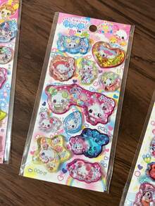 Japanese Vintage Girl Shake Water Filled Stickers 3D Glitter Liquid Decals Kids Reward Handmade Journal Phone Decor - Color - View 10