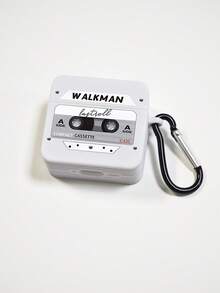 1個復古音樂卡帶收音機圖案藍牙耳機保護套，WALKMAN耳機保護套，Y2K，白色耳機保護套附1個耳機保護套掛勾，相容於耳機保護套 - 白色 - 查看 15