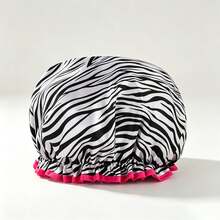 1pc Women's Double Layer Waterproof Shower Cap, Elastic Reusable, Printed Bath Cap, Daily Essential, Summer Shower Cap - Regular Model - View 5
