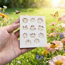 1PC 11 Hole Flower Shaped Decorative Clay Mold, Shooting Decorative Props, Resin Liquid Handmade Decorative Accessories, Simple Demolding, Reusable Silicone Mold, Non Food Contact - Beige - View 2