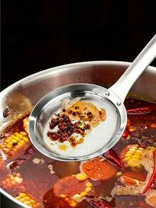 Stainless Steel Fine Mesh Oil Strainer Spoon With Handle, Kitchen Food Oil/Residue Strainer, Home Life New Product, Cooking Utensil Kitchen Essential - Multicolor - View 5