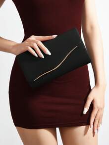 REMANLAND Black Large Women's Clutch, Evening Bag, Handbag With Detachable Chain Strap, Suitable For Weddings And Formal Occasions, Made Of Velvet Material, Elegant And Fashionable, Wedding Supplies - Black - View 8