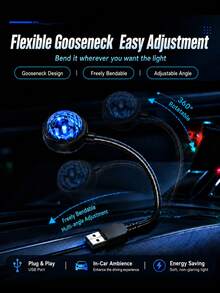 Night Light - USB Car Night Light, Projection Lamp, Holiday Mood Light, RGB Color Changing, LED Car Magic Ball Light, Suitable For Bedside Lighting, Car, Bedroom, Living Room, Party Stage, Romantic Ambient Light, Halloween Gift - A - View 7