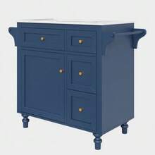 Bathroom Vanity, Smooth Ceramic Washbasin, 86 Cm High Vanity With Drawers And Towel Rack - 藏蓝色 - 查看 10