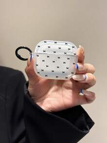 Casing Earphone Transparan Motif Pita Hitam Lucu untuk AirPods 1 2 3 Pro 2, Pelindung TPU Lembut Transparan dengan Gantungan Kunci Hitam, Casing Headset Motif Pita Manis - MultiWarna - View 4