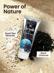 COSMI MILANO Made In Italy, 100ml Body Scrub With Dead Sea Salts, A Natural Exfoliant For Smooth And Radiant Skin, A Gentle Formula With Charcoal, Coffee, Pomegranate, Almonds, And Aloe, Ideal For Purifying,  Deep Body Care, Summer Body Care Products - CARBONE - 查看 2